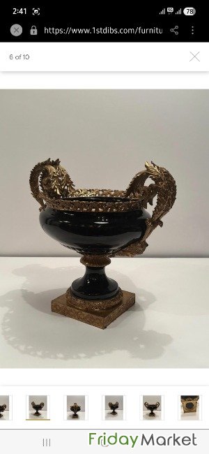 Magnificent Black Porcelain And Bronze Decorated French Empire Urn المحرق البحرين